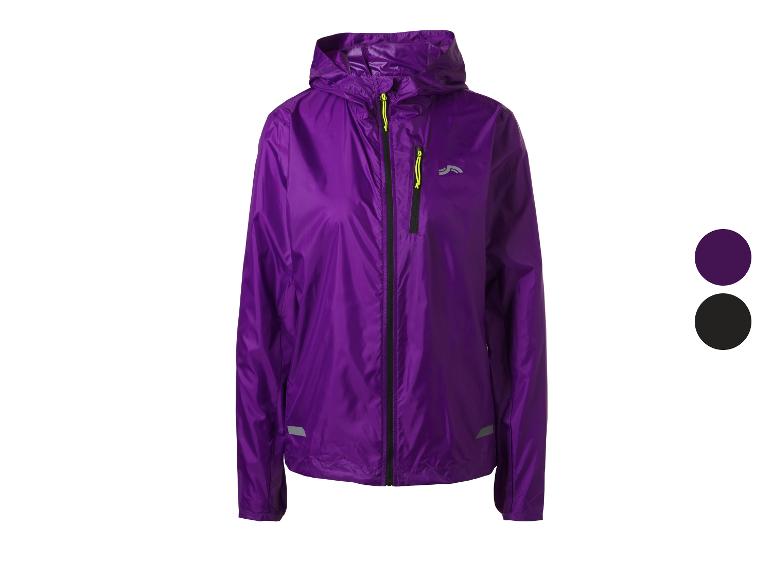 Lila Damen-Laufjacke mit reflektierenden Details und zwei Farboptionen.