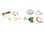 Kinder-Musikinstrumenten-Set mit Xylophon, Maracas und Tamburin.