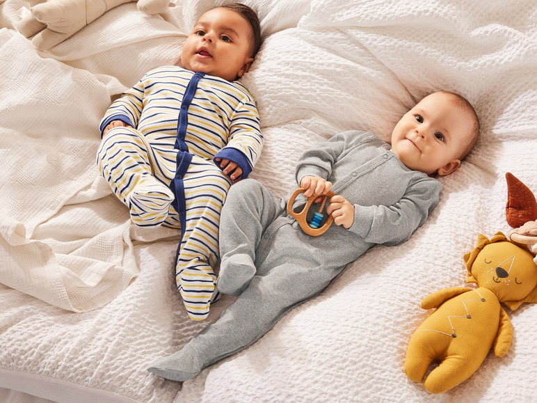 Gehe zu Vollbildansicht: lupilu® Baby Mädchen Schlafoveralls, 3 Stück, reine Bio-Baumwolle - Bild 5