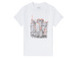 Weißes T-Shirt mit New York City Skyline-Druck.