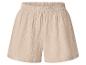 Beige Shorts aus gekrepptem Stoff mit Gummibund.