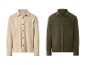 ESMARA MEN Herren Fleece-Freizeithemd in Beige und Olivgrün.