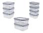 Set transparenter Kunststoff-Lebensmittelbehälter mit grauen Deckeln