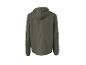 Grüne Herrenjacke mit Kapuze, Rückansicht.