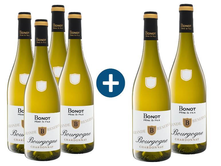 4 + 2 Weinpaket BONOT PÉRE & FILS Bourgogne Chardonnay AOP trocken, Weißwein.