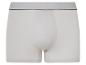 Weiße Herren-Boxershorts mit grauem Gummibund.