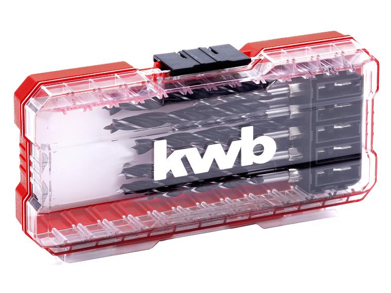 Bohrersatz in einer transparenten rot-schwarzen Box, mit verschiedenen Bohrern sichtbar.