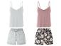 Pyjamas: Tops und Shorts, Blumenmuster.