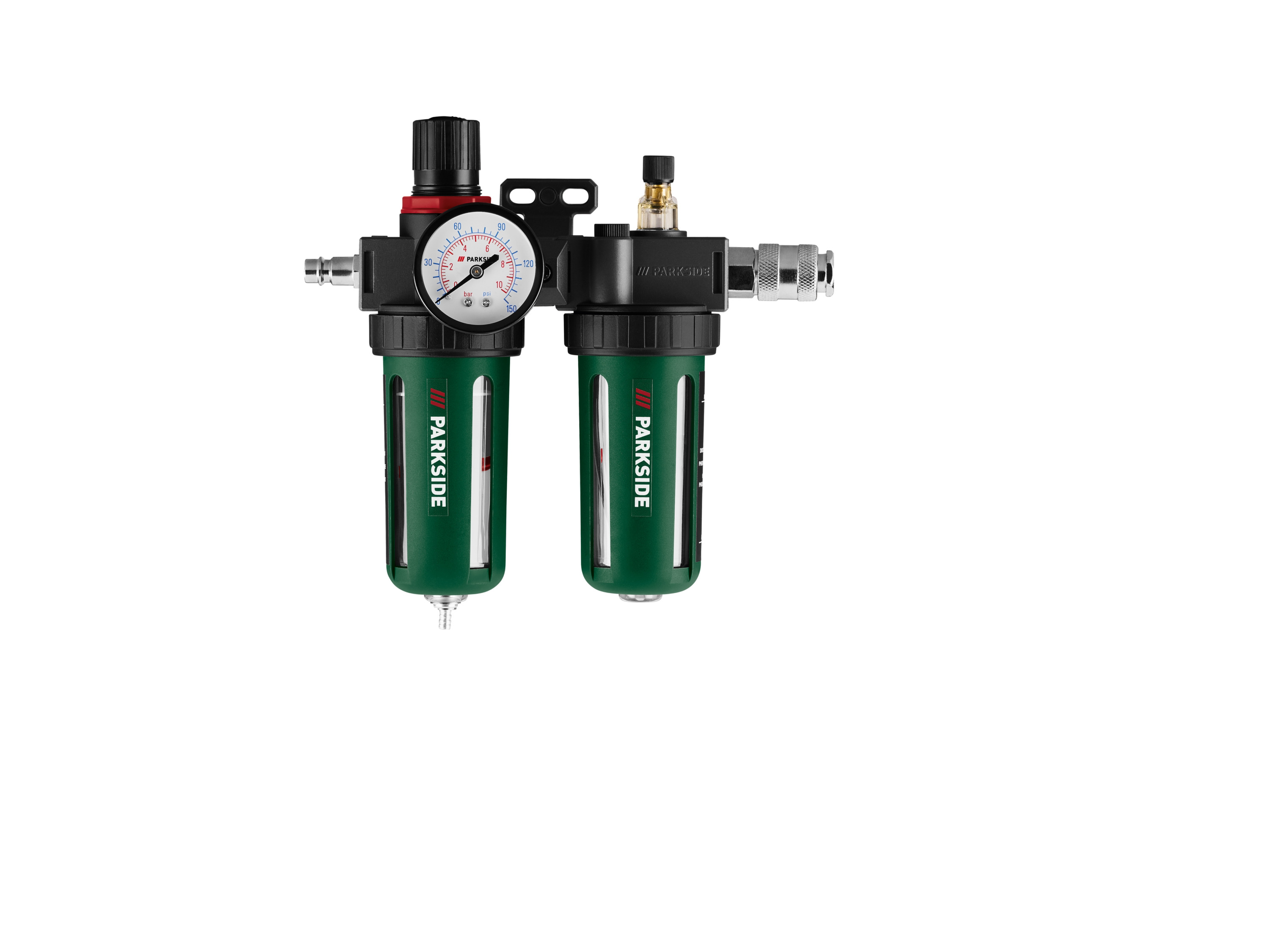 PARKSIDE® Druckluftwerkzeug (Wartungseinheit)““ | 5–8 bar Luftaufbereitung: Wechselfilter + Wasserabscheider Schmierung: Regelbarer Nebelöler Max. Arbeitsdruck: 8 bar Anschlussgewinde: Material Druckluft-Blechknabber: Gehäuse: Aluminium pulverbeschichtet Knabberblock: Stahl Druckluft-Nadelentroster: Gehäuse: Aluminium pulverbeschichtet Nadel: gehärteter Stahl Druckluft-Wartungseinheit: Kunststoff, Stahl Maße Druckluft-Blechknabber: ca. 230 x 42 x 101 mm Druckluft-Nadelentroster: Gerät ohne Zubehör: ca. 345 x 187 x 50 mm Inbusschlüssel: ca. 67 x 23 x 4 mm Stahlnadeln: je ca. Ø 3 x L 180 mm Druckluft-Wartungseinheit: ca. 215 x 208 x 95 mm Gewicht Druckluft-Blechknabber: ca. 890 g Druckluft-Nadelentroster: Gerät ohne Zubehör: ca. 2070 g Inbusschlüssel: ca. 8,6 g Druckluft-Wartungseinheit: ca. 772,5 g Lieferumfang Druckluft-Blechknabber: 1x Druckluft-Blechknabber, 1x Stecknippel mit Dichtungsring vormontiert Druckluft-Nadelentroster: 1x Druckluft-Nadelentroster, 1x Stecknippel mit Dichtungsring vormontiert, 1x Innensechskantschlüssel