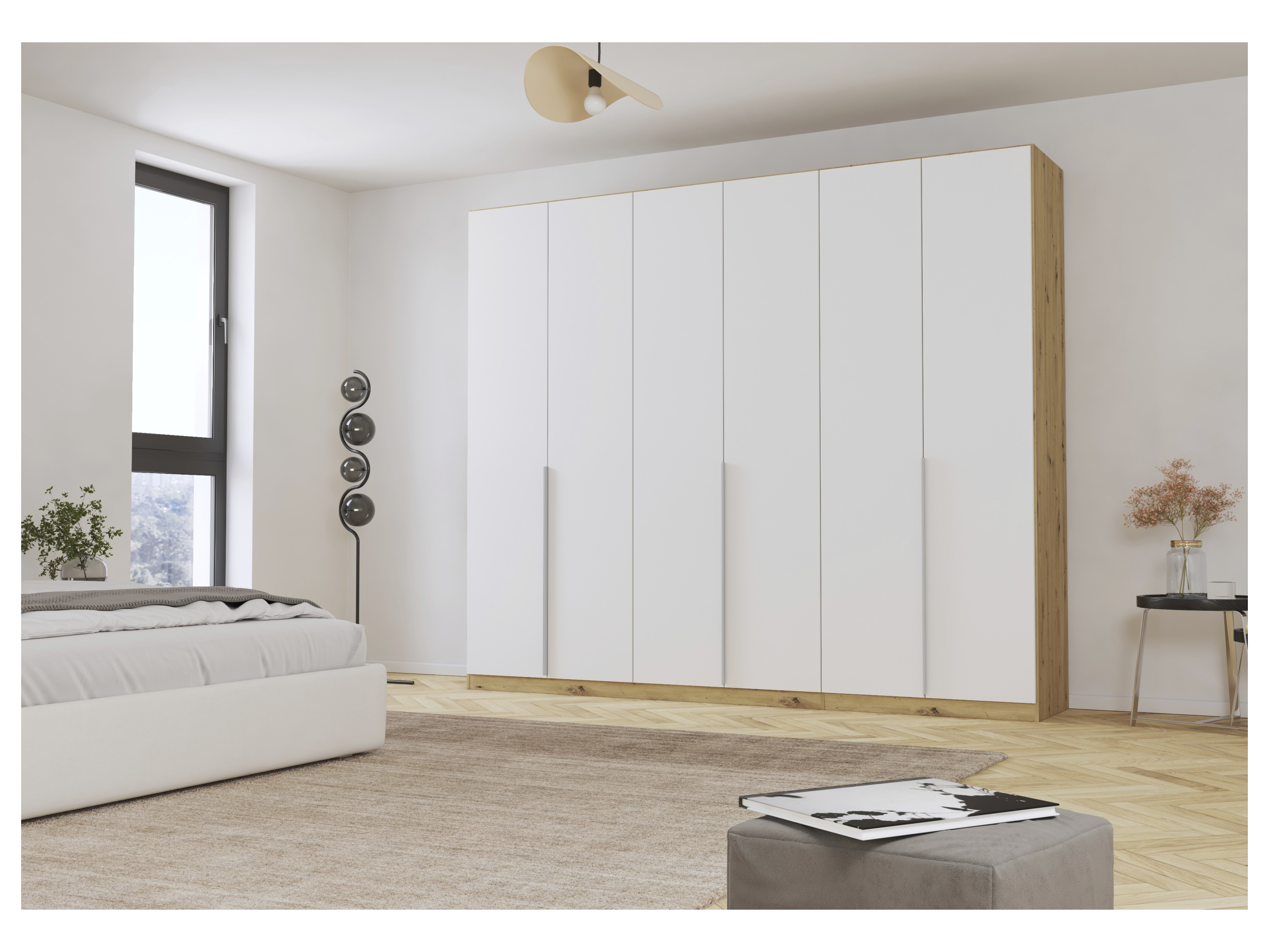 RAUCH ORANGE Drehtürenschrank Alabama (Premium-Zubehör, Weiß/Eiche Artisan, Griffe Alu, 271 x 229 cm) – Bild 2 von 4