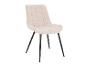 Beiger Stuhl mit geripptem Bezug und schwarzen Beinen