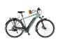 Grünes Trekking-E-Bike mit Gepäckträger, entworfen in Germanland.
