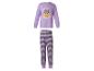 Lila Kinder-Halloween-Pyjama mit Katze, Kürbis und „Happy Meoween“-Schriftzug.