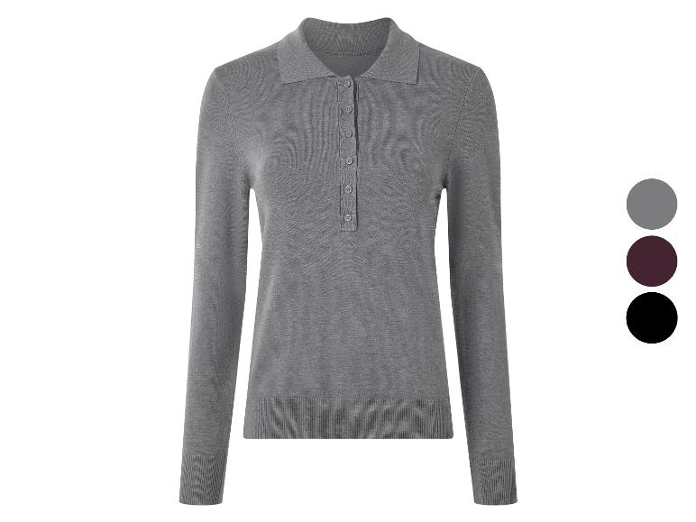 Graues Langarm-Poloshirt mit Kragen und Knöpfen.