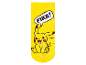 Gelbe Pikachu Socken: Pokémon-Motiv mit Sprechblase „Pika!“.