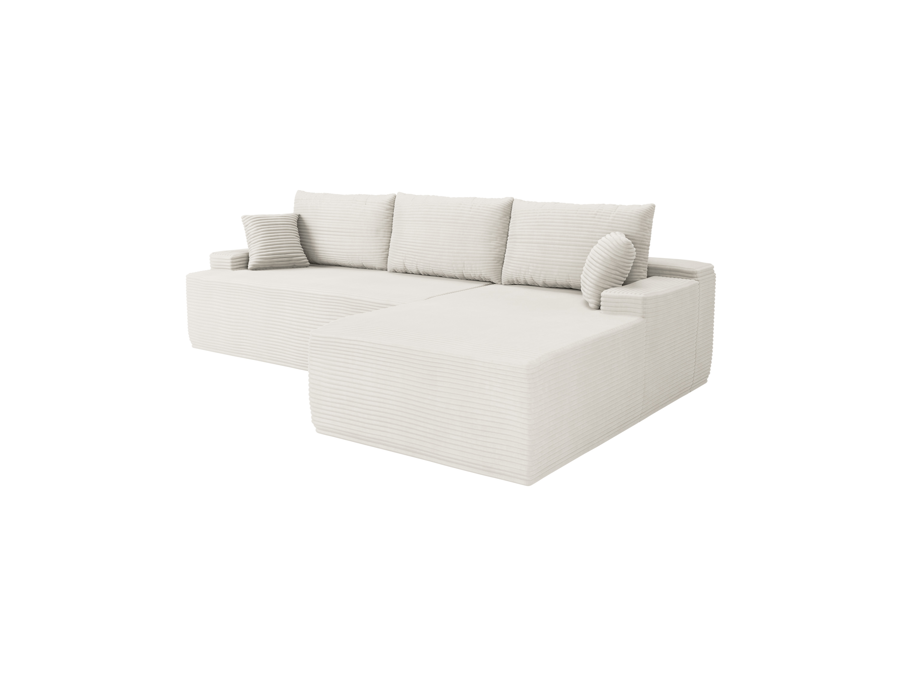 JUSKYS Sofa Coredo (ottomane rechts, Cord Creme)