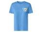 Blaues Kurzarm-T-Shirt mit „CIN CIN“-Aufdruck und einem Zitronencocktail.