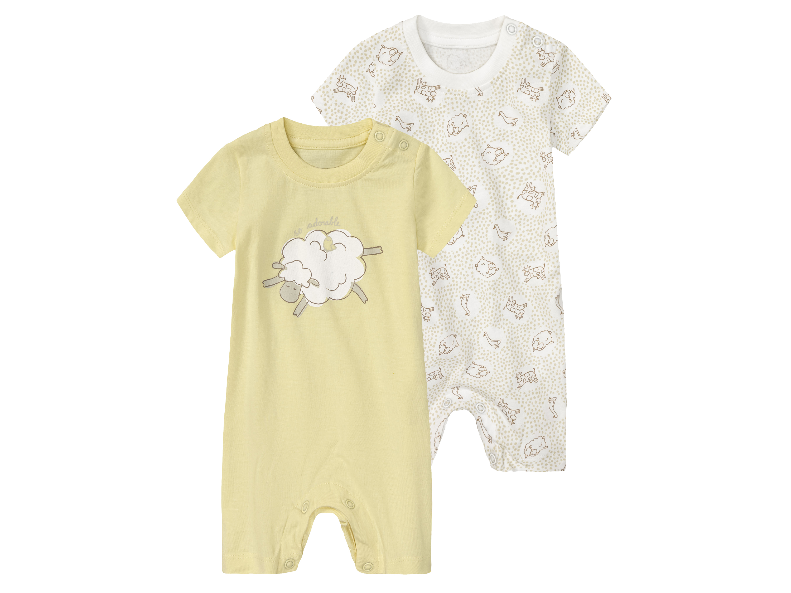 lupilu® Baby Pyjama, 2 Stück (beige/gelb, 62) | 04055334774567