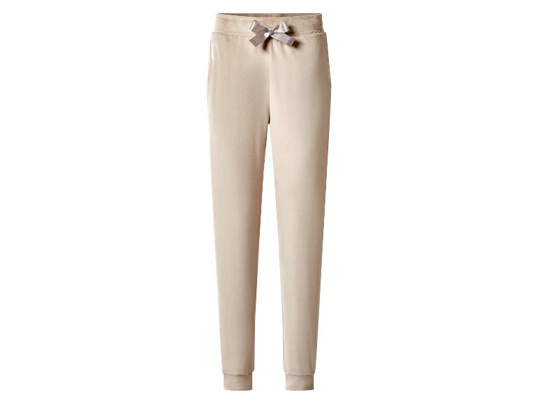 Beige Jogginghose mit einer dekorativen grauen Schleife an der Taille