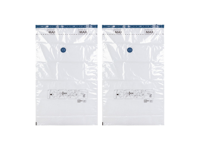 Zwei Vakuumbeutel zum Verstauen von Kleidung.