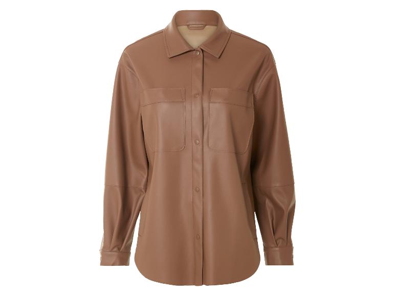 Braune Kunstlederhemd mit Taschen