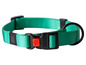 Ein grünes Hundehalsband mit schwarzer Schnalle und einem Metallring von Karlie.