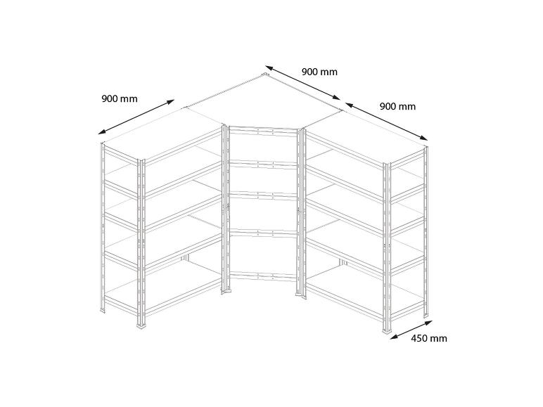 Eckregal mit den Maßen 900x900x450 mm