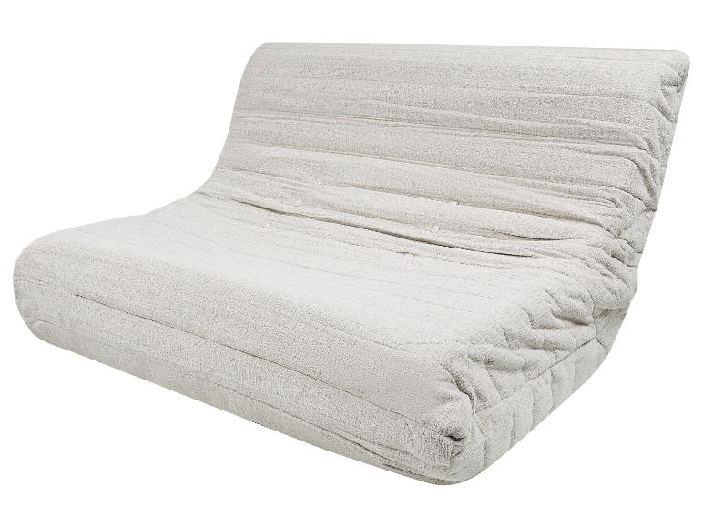 Hellgraues strukturiertes Bodensofa mit horizontaler Steppung