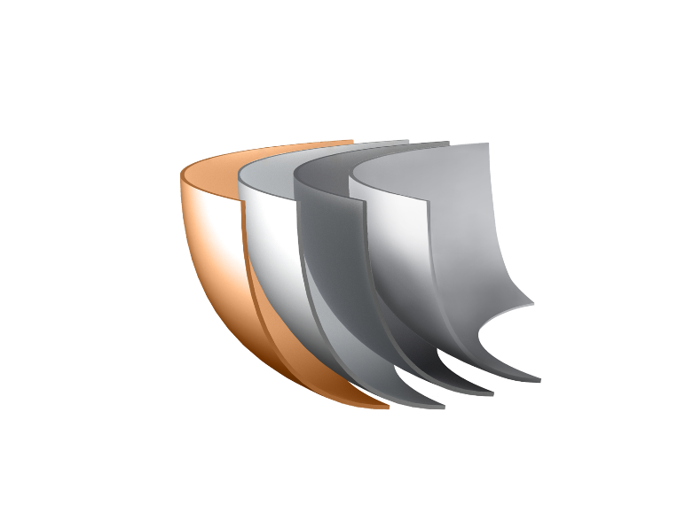 Mehrschichtige Struktur von Metallmaterialien, die verschiedene Metallschichten zeigt.