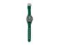 Grüne Herrenuhr mit dunkelgrauem Gehäuse und Silikonarmband.