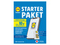 Lidl Connect Starterpaket mit 10 € Guthaben, inklusive Smartphone und SIM-Karte.