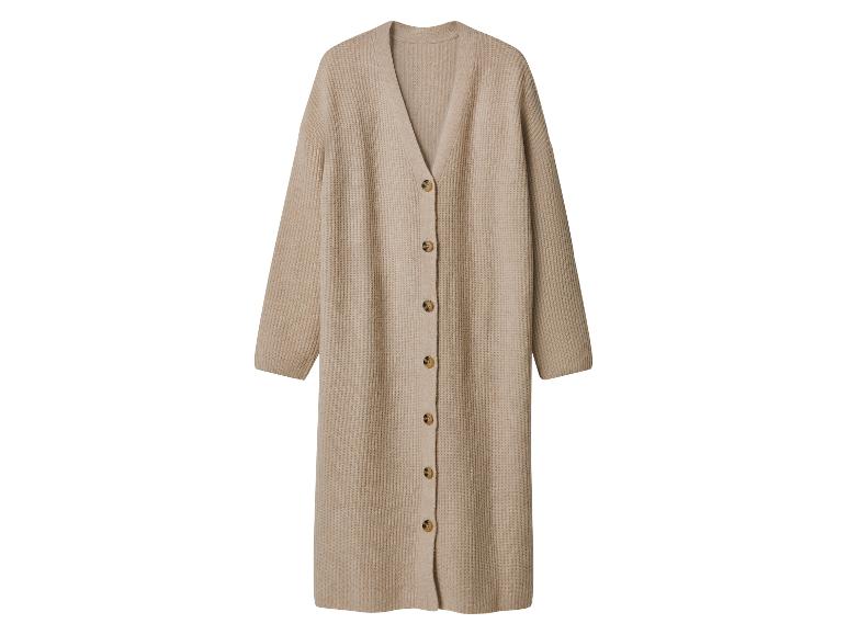 Lange beige Strickjacke mit Knöpfen