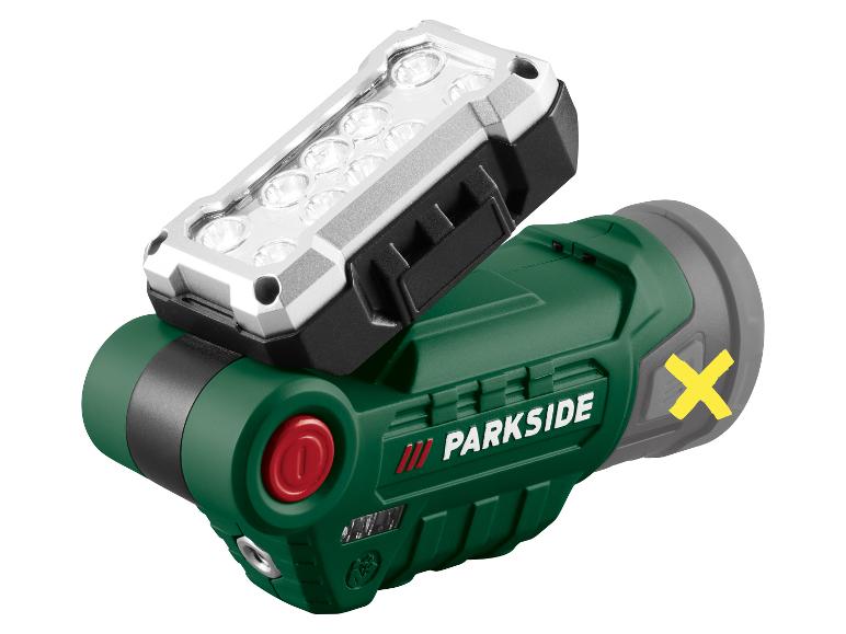 Grüne Akku-Taschenlampe mit abnehmbarer LED-Arbeitsleuchte