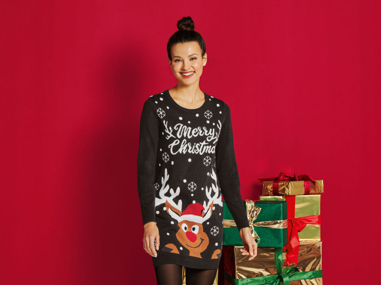Gehe zu Vollbildansicht: esmara® Damen Strickkleid mit Weihnachtsmotiven - Bild 6