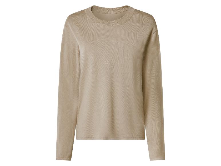 Beiger Langarmpullover mit Rundhalsausschnitt