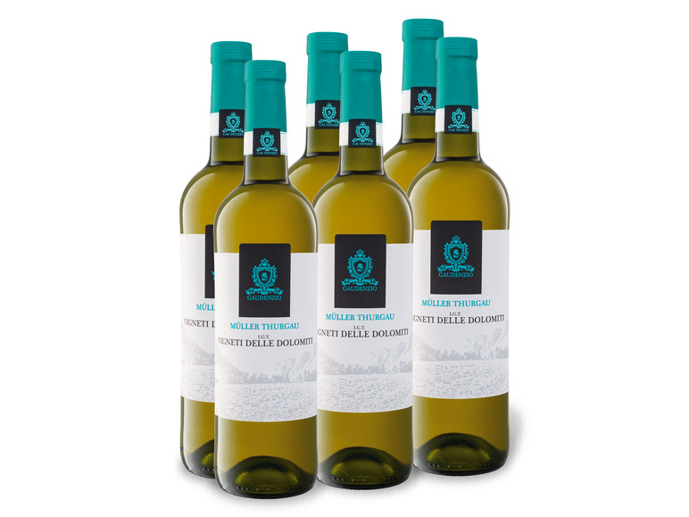 Gehe zu Vollbildansicht: 6 x 0,75-l-Flasche Weinpaket Müller Thurgau Vigneti delle Dolomiti IGT trocken, Weißwein - Bild 1