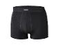 Schwarze Herren-Boxershorts mit elastischem Bund und Markenetikett.