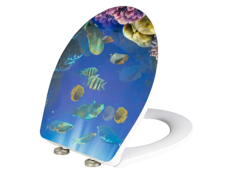 Toilettendeckel mit Unterwasser-Motiv mit Fischen und Korallen.