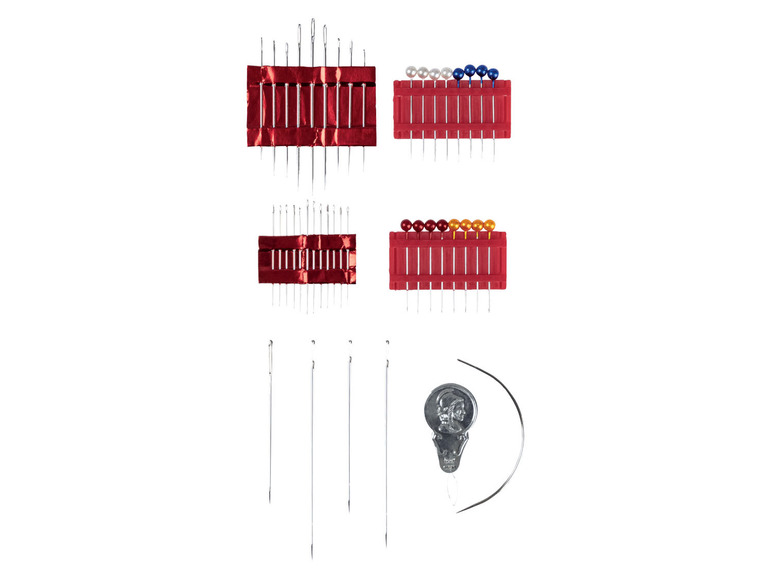 Nadeln, Stecknadeln und ein Nadelfadenzieher.