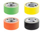 Vier Rollen 3M Klebeband in Grün, Gelb, Orange und Schwarz