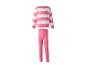 Zweiteiliges Mädchen-Pyjama-Set, bestehend aus einem rosa-weiß gestreiften Langarmshirt und einer rosa gerippten langen Hose.