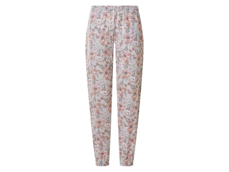 Damen-Pyjamahose mit Blumenmuster in Grau- und Lachstönen