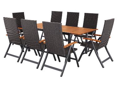 LIVARNO® Geflecht-Set »Valencia«, 9-teilig - Ausziehtisch & 8 Klappsessel