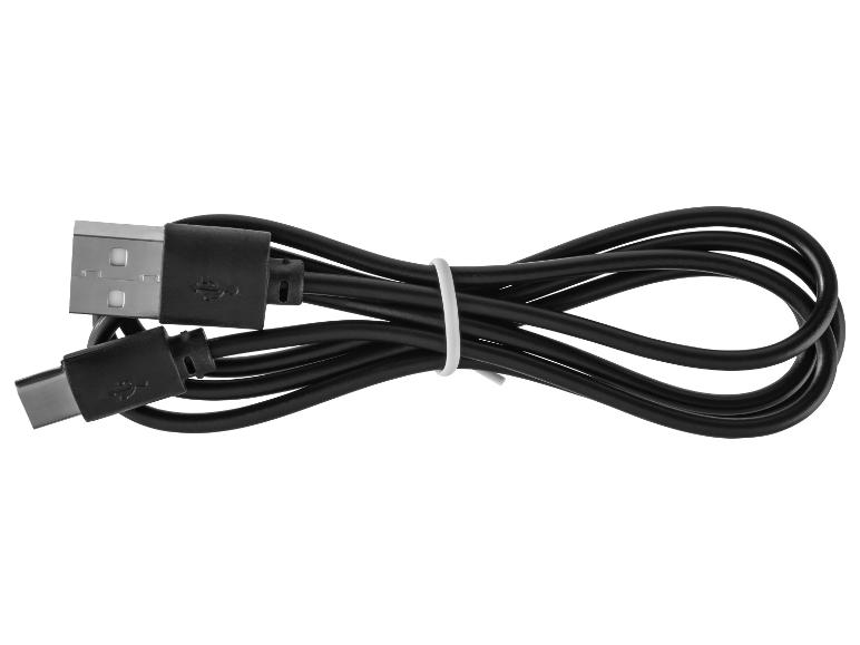 Schwarzes USB-C auf USB Kabel.