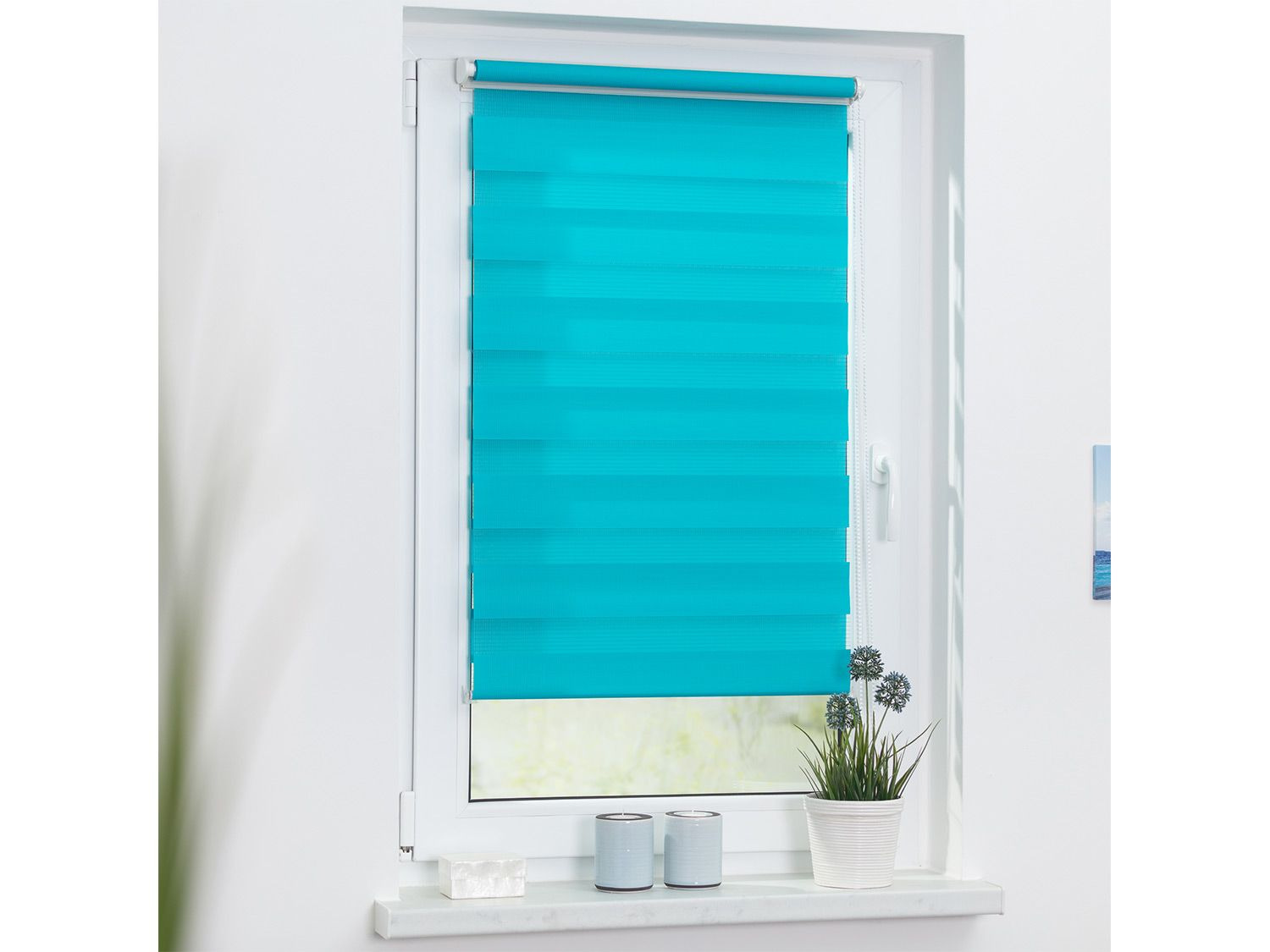 Thumbnail - Lichtblick Duo Rollo Klemmfix, ohn, Blau, 55x150 cm (Blau, 55x150 cm)