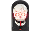 Halloween-Totenkopf-Türklingel mit leuchtenden roten Augen und Spinne am Knopf
