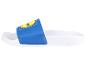 Lidl-Badeschlappen, blau und weiß.
