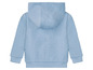 Ein hellblauer Hoodie mit Kapuze.