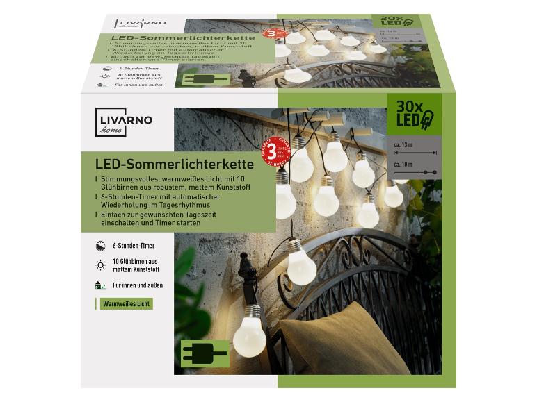 LIVARNO home LED-Sommerlichterkette mit 10 Glühbirnen, 6-Stunden-Timer und warmweißem Licht