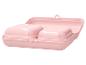 Rosa Brotdose mit zwei Fächern, offen und einsatzbereit.
